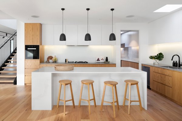 nice modern kitchen and dining area